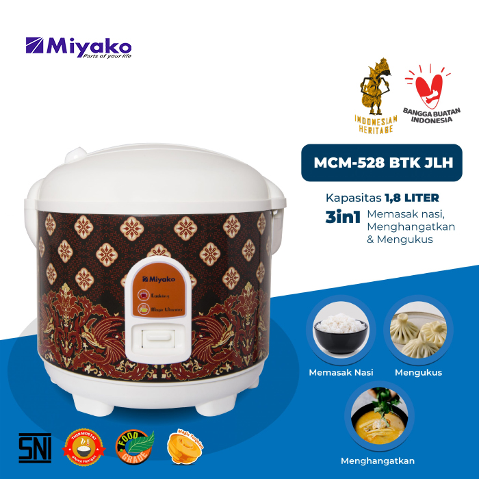 Miyako Rice Cooker Magic Warmer Plus 1.8 liter - MCM528 BTK